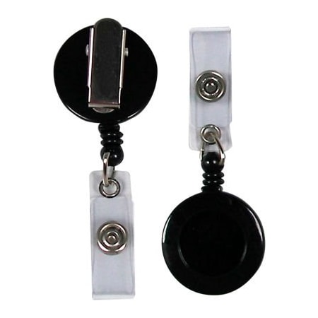 C-Line Products C-Line Products Retracting ID Card Reels, Swiveling Spring Clip w/Snap-on ID Strap, Black, 12/Set 89231-BX